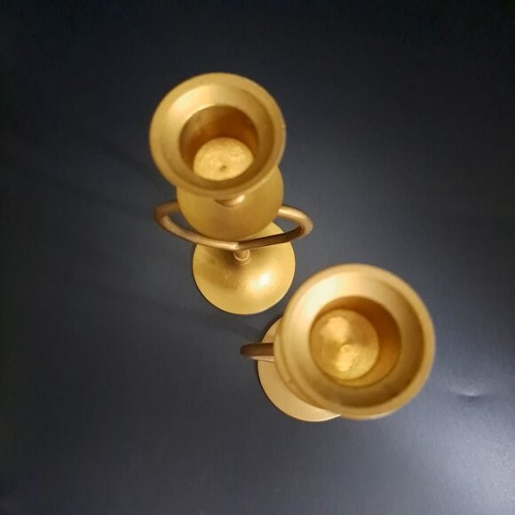 Vintage Brass Open Heart Candlestick Holders Pair - Picture 15 of 16